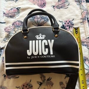 Juicy Couture Black Mini Dome Satchel with White Logo